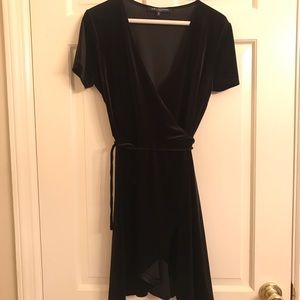 Velvet black wrap dress